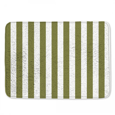 Vertical Olive Stripes Bath Mat