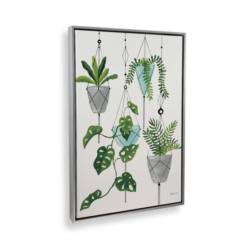 «My Boho Plants II» par Yvette St. Amant, reproduction d'art, H 48 po x l 36 po, Cadre flottant, Argent argent
