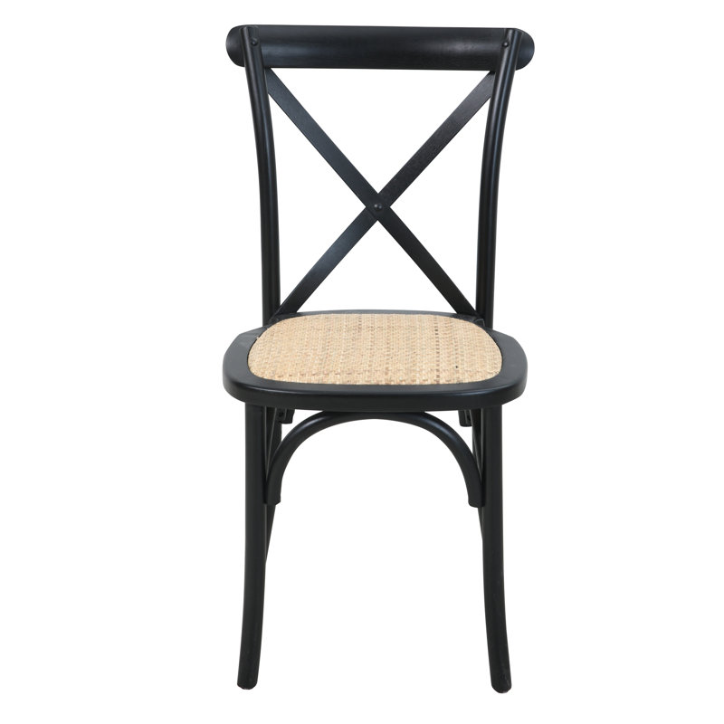 Heald 46cm H Fabric Upholstered Cross Back Dining Chair, Black