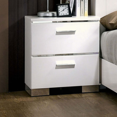 Nightstand With USB Charger And Chrome-Finished Legs