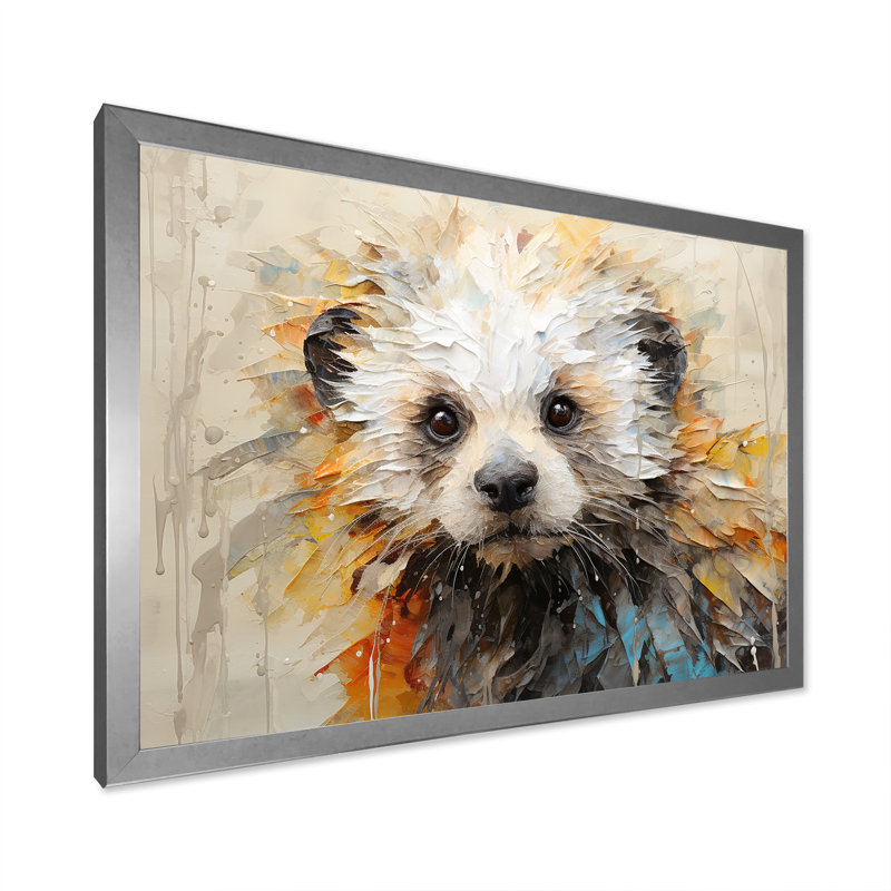 Loutre ludique - impressions sur toile, Cadre simple argenté, H 16 po x l 32 po x P 1 po