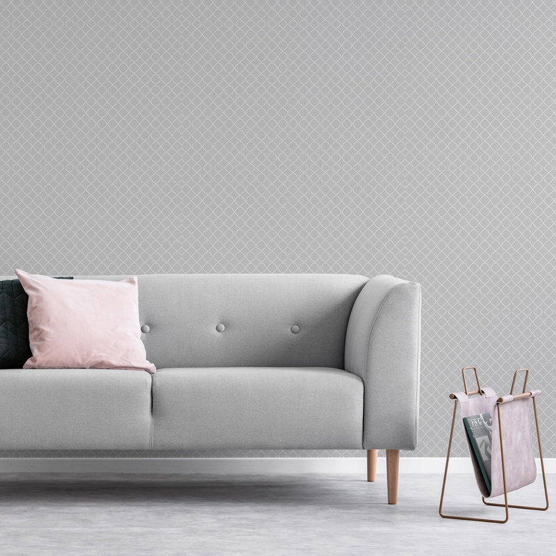 Katreina 1m x 52cm Matte Wallpaper Roll, Light Grey