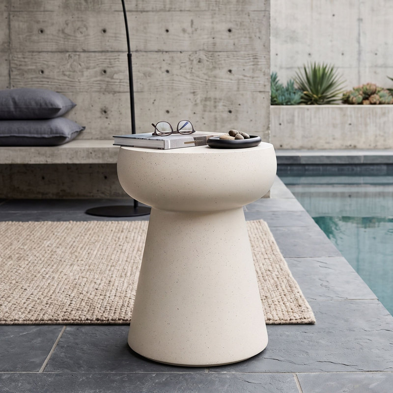 Outdoor Side Table , 14.56 " W 14.56 " D, Beige