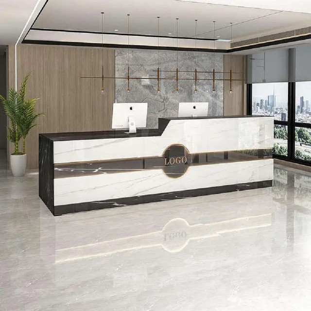 Chloette L-Shaped Executive Desk, Right, Grey/White