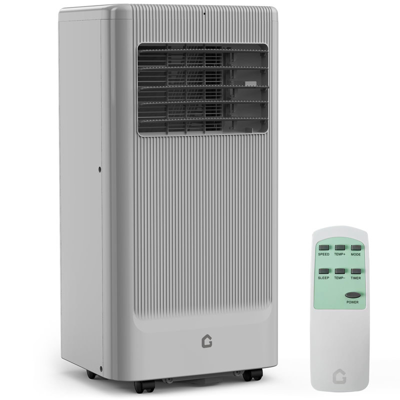 Climatiseur portatif 3-en-1 10 000 BTU - Refroidissement, déshumidificateur et ventilateur - Fonctionnement silencieux, télécommande, minuterie 24H, mode veille, ensemble de fenêtre pour les pièces jusqu'à 450 pieds carrés Pi. - Panneau de contrôle noir