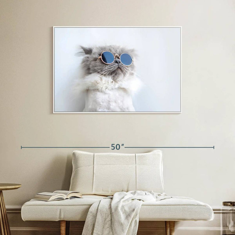 Chat frais, Cadre flottant blanc, 40 po x 27 po