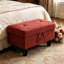 Banc de rangement avec repose-pieds 28,5 po en faux suède à losange capitonné, banc à chaussures pour l'entrée, banc de bout de lit pour le salon de la chambre à coucher, salon, rouge-285737670