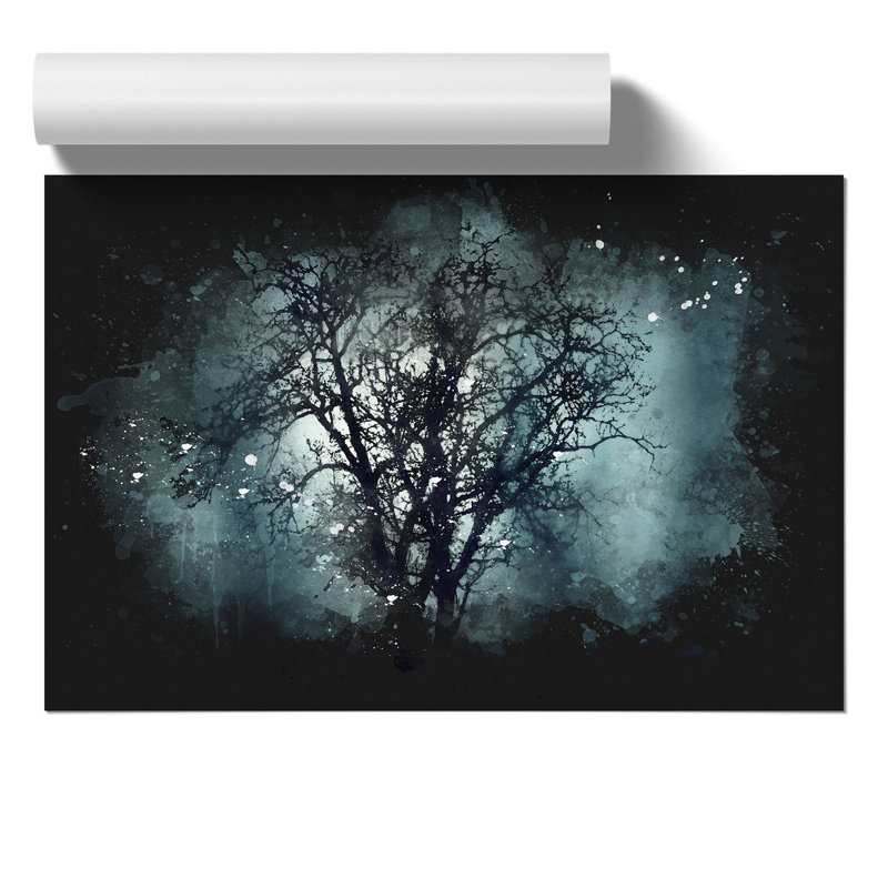 Tree at Dusk - Unframed Painting, 30cm H x 42cm W x 0.1cm D