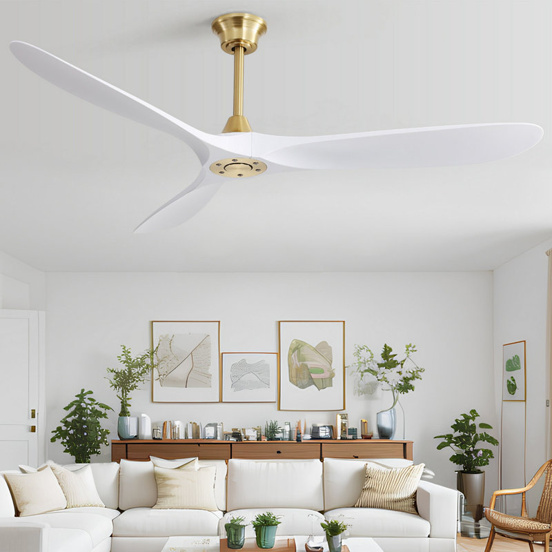 Ventilateur de plafond moderne de 60 pouces en ABS avec moteur à courant continu réversible à télécommande à 6 vitesses pour le salon de la chambre à coucher