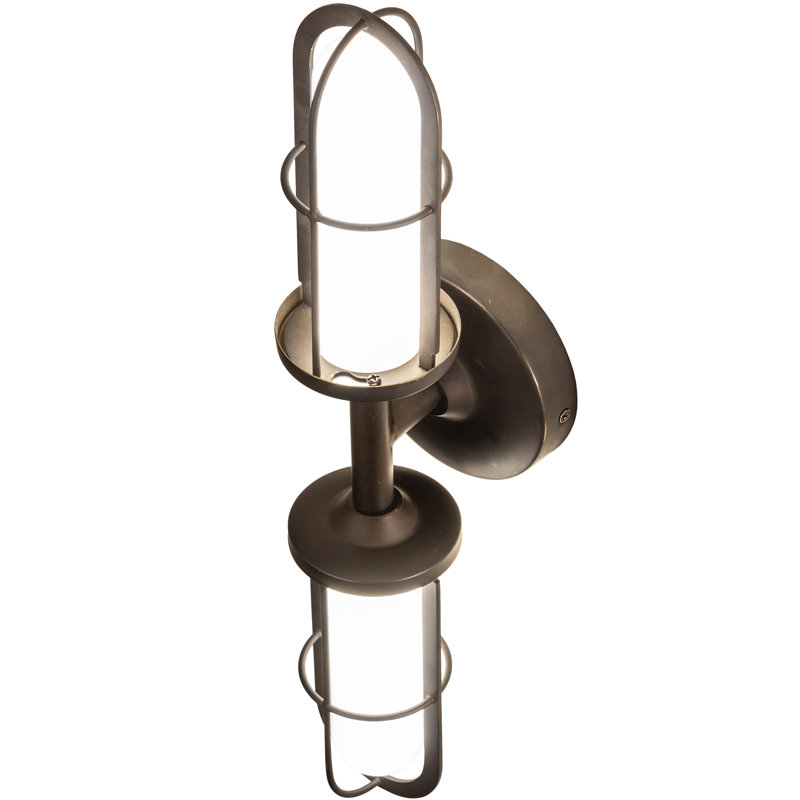 2 - Light LED Armed Sconce, Weathered Brass