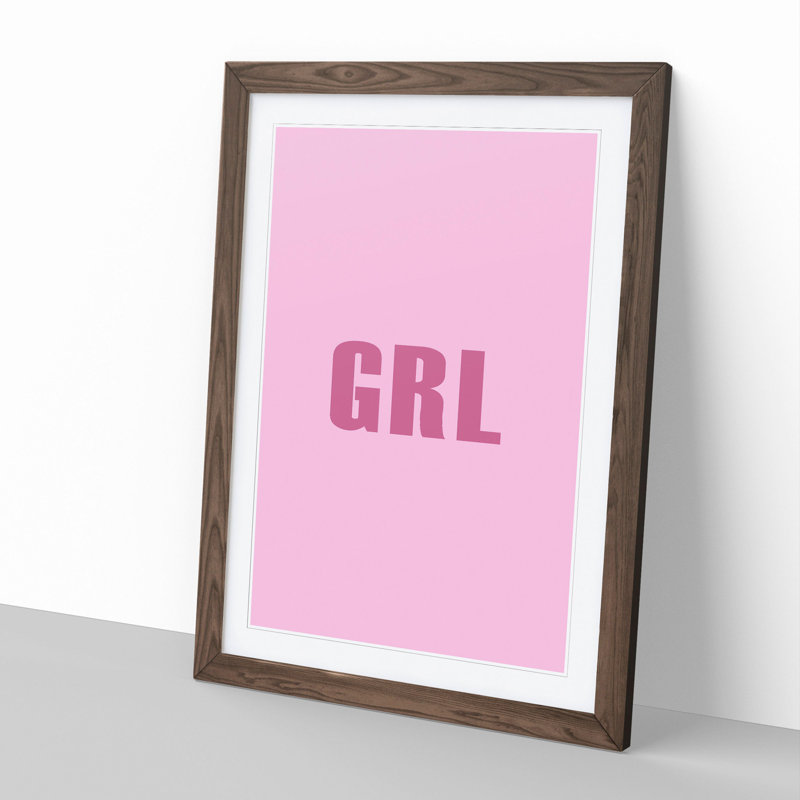 Grl - Picture Frame Typography, 90cm H x 65cm W x 2cm D, Walnut Framed