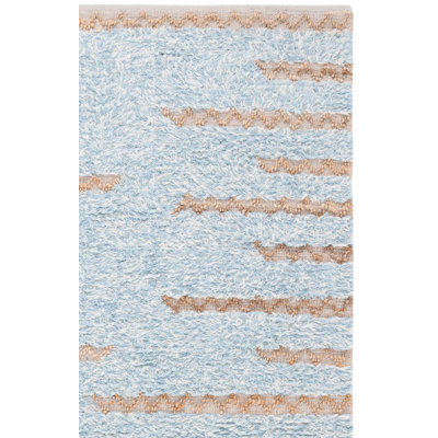 Amauria Hand Woven Wool/Jute/Cotton Abstract Rug in Blue/Natural