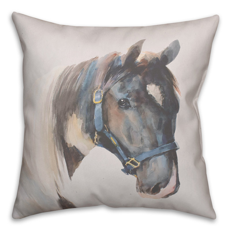  Housse et insert de coussin carré cheval, 16 po x 16 po