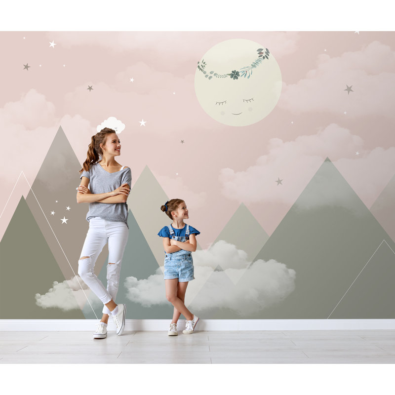 Papier peint pour enfant Fullmoon Triangle, Rose, L 27,96 po x l 39 po