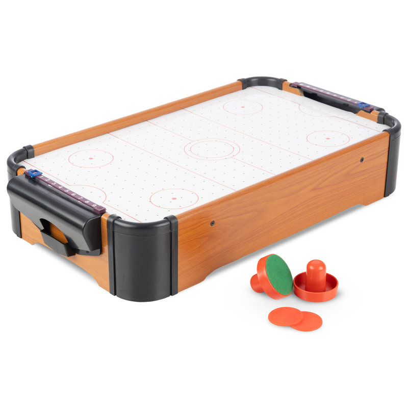 Mini-jeu d'arcade de table de hockey sur coussin d'air - jeu de plateau de table de 22 pouces pour filles et garçons, fonctionnant à pile et comprenant un jeu de palets et de raquettes par Hey Play