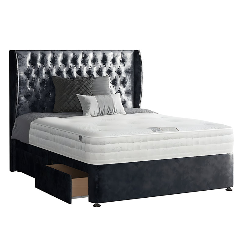 Mandalay Divan Bed Base, Single, 2 Left Drawers, Pink