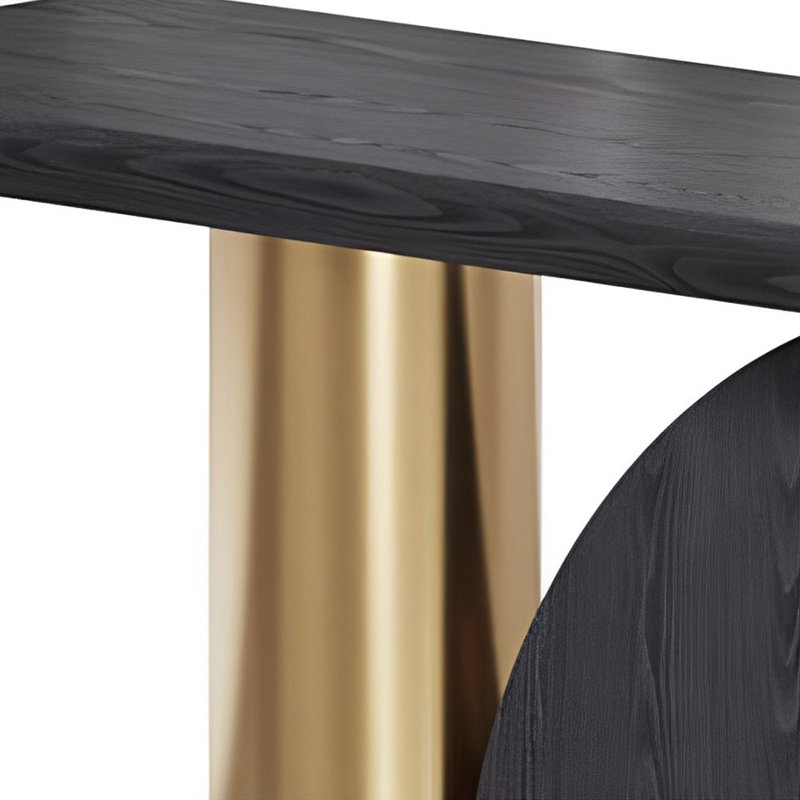 Modern Luxury Art Console Table, Black, 30.71" H x 51.18" W x 13.78" D, Gold