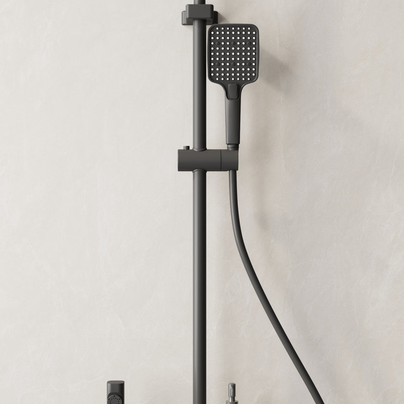 Black Shower System With LED Temperature Display & Rain Showerhead