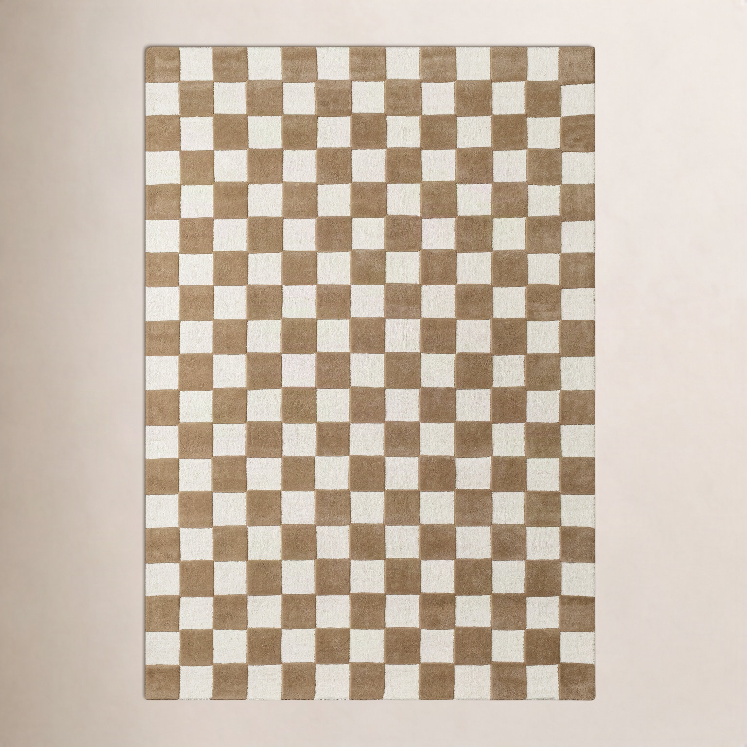 Jenna Hand-Tufted Tan Checkered Rug, Rectangle 8' x 10'