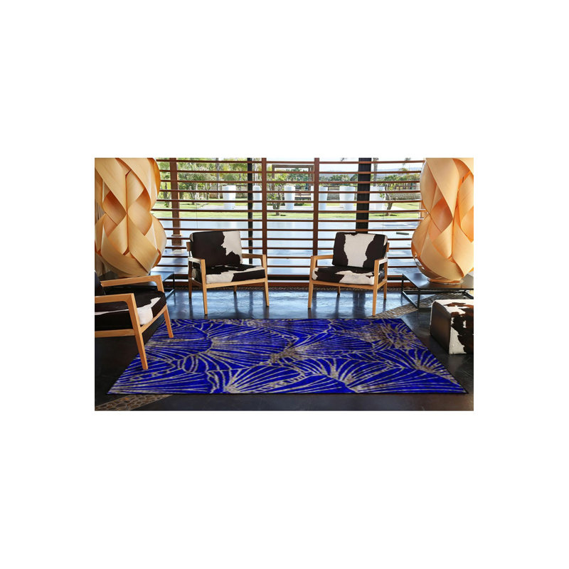 Machine Washable Seashell Motif Patterned Blue Coloured Modern Decorative Area Rug, Square 3'3" Rug Pad Included