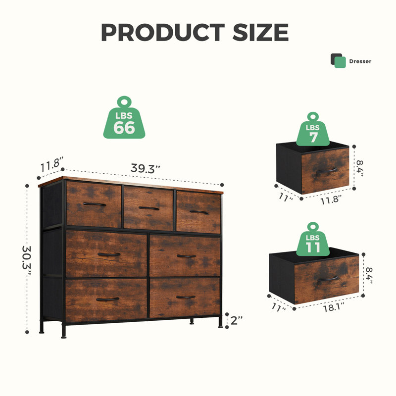 7 espaces de rangement, casiers de garde-robe assemblés, casiers de meubles de chambre à coucher, Brun