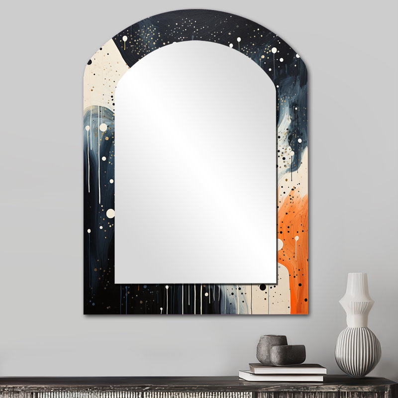 Deep Marine Scenes Modern Collage - miroir mural Corals Arch, miroir asymétrique gris, impression sur métal, 34 po x 25 po