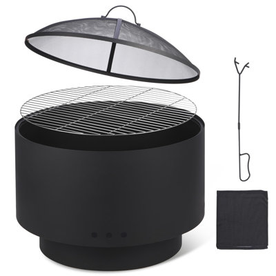 Foyer extérieur de 26 pouces, avec couvercle de barbecue, foyer extérieur sans fumée avec sac de transport et tisonnier, foyers d'extérieur au feu de bois pour barbecue, feu de camp, camping, cour arrière, patio, pique-nique
