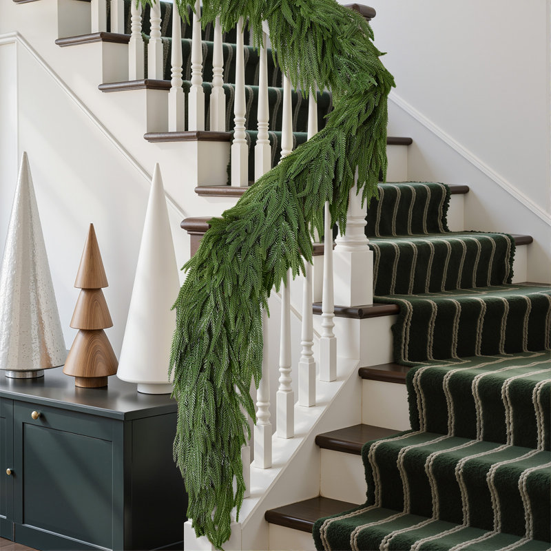 in. Lighted Fresh Faux Artificial Garland, 6FT(1.8M),2pcs
