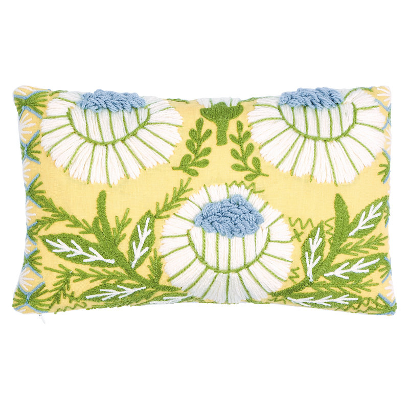 Marguerite Embroidery Pillow B, Buttercup