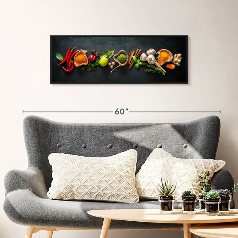 Épices pour cuisiner, 37 po x 13 po, Cadre flottant noir