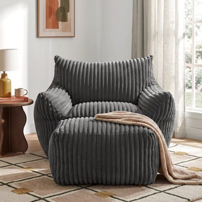 Compression Bean Bag Chair with Ottoman , Comfy Memory Foam Large Lazy Sofa