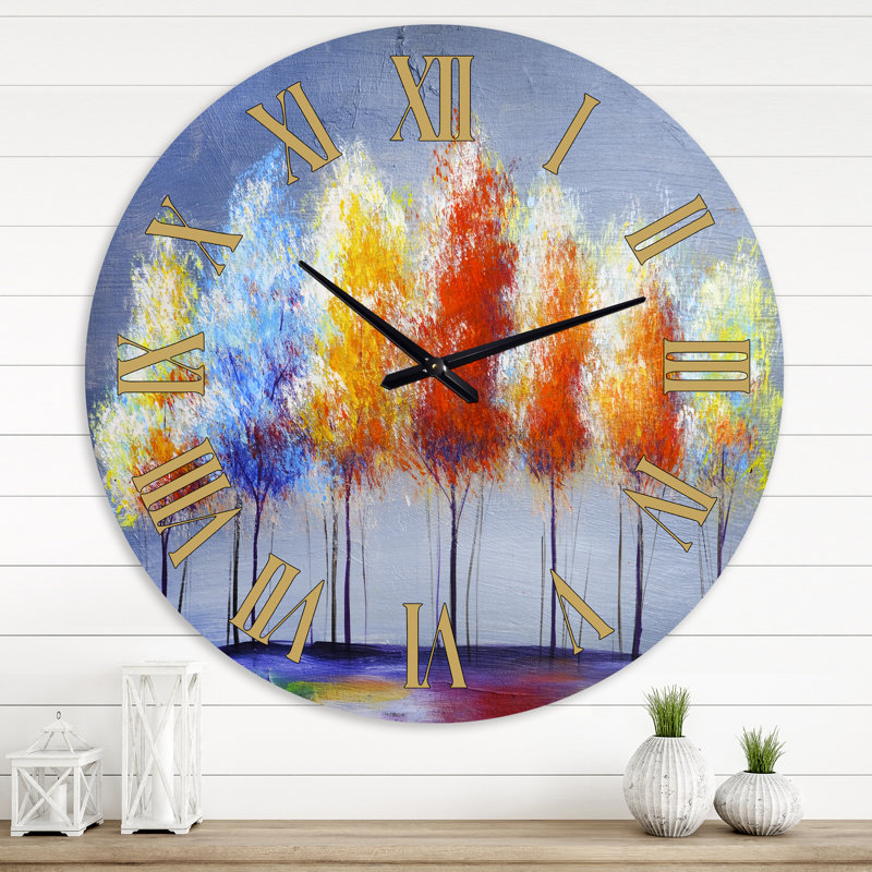 Arbre d'automne en forêt colorée XXXI - Horloge murale de ferme, Grand