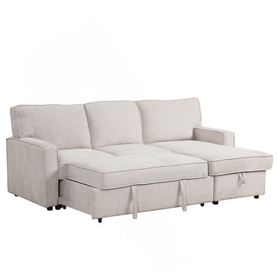 Sectional Sofa With Storage, Cozy Sleeper Sofa L Shaped Couch With Cup Holders