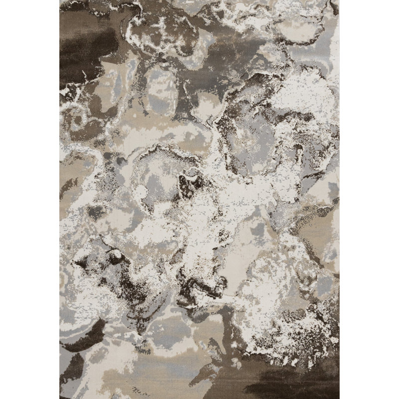 Tapis abstrait taupe et crème 5 pi x 8 pi