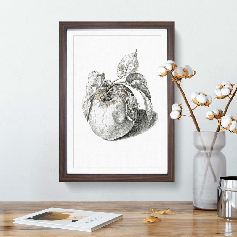 Apple by Jean Bernard - Single Picture Frame Print, 45cm H x 33cm W x 2cm D, Walnut Framed