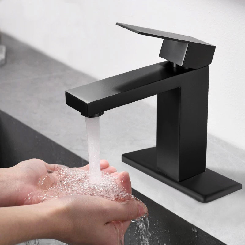 Poignée simple en acier inoxydable noir mat pour les salles de bain modernes