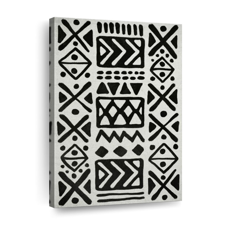 Abstrait géométrique africain sur toile, H 48 po x l 32 po x P 1,25 po