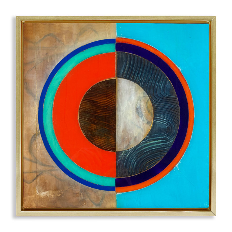 Cadre flottant Red Arc Summer Circle, design par Matthew Finger, H 25 po x l 25 po, Cadre flottant métallique doré