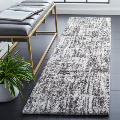 Kara Abstract White/Dark Gray Area Rug
