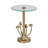 Rejanae Mushroom Inspired Round Aluminum Side Table with Tempered Glass Top for Living Room Accent - Narrow End Table Design - 20" Gold & Clear