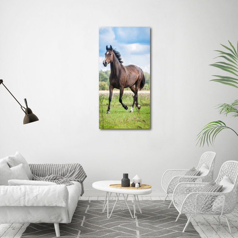 Horse On The Field - Wrapped Canvas Print