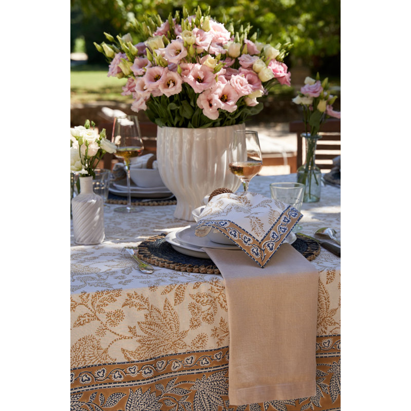 Chloe Handmade Floral Tablecloth, 142" L x 71" W