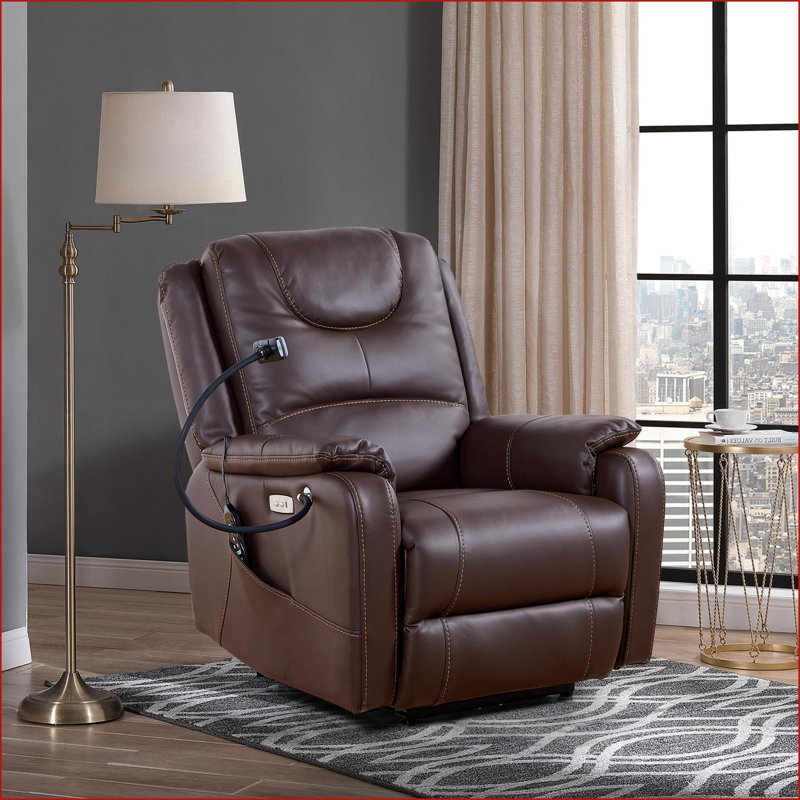 Fauteuils inclinables, fauteuil inclinable électrique avec massage Liyasi Zero Gravity, chauffage, ports USB, support pour téléphone et amp; Poches latérales | Cuir retravaillé | Noyer brun