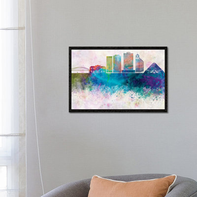 Memphis II Skyline In Watercolor Background by Paul Rommer - Gallery-Wrapped Canvas Giclée on Canvas