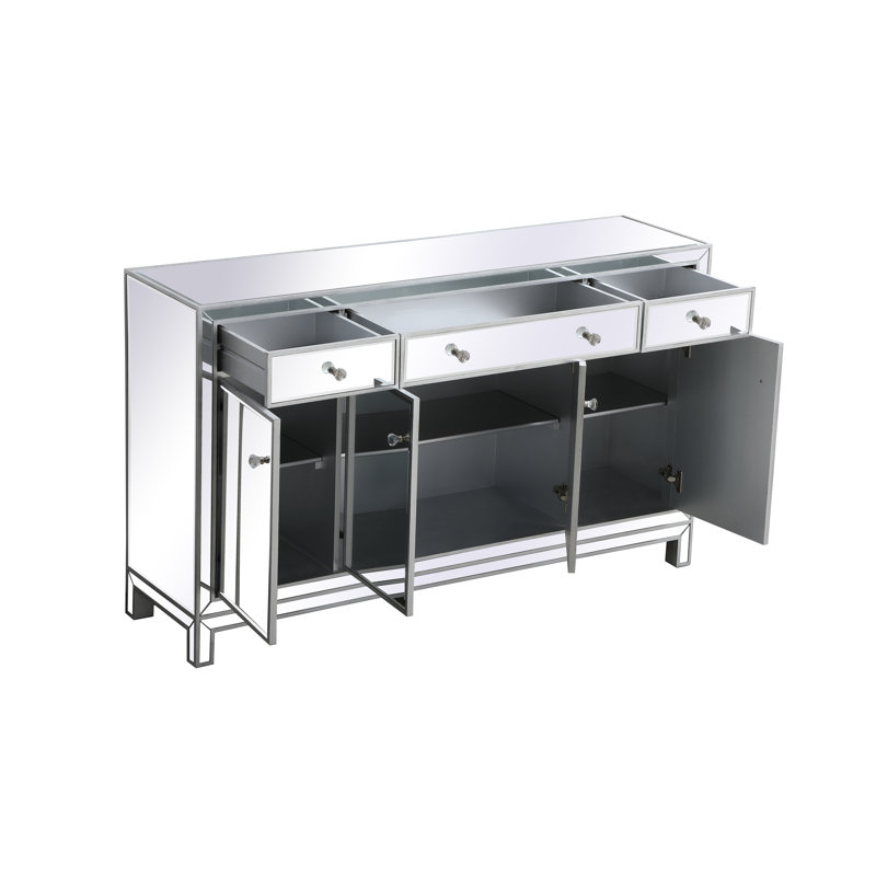 Bronx 3 Drawer Credenza, Silver, 36" H x 60" W x 15.75" D