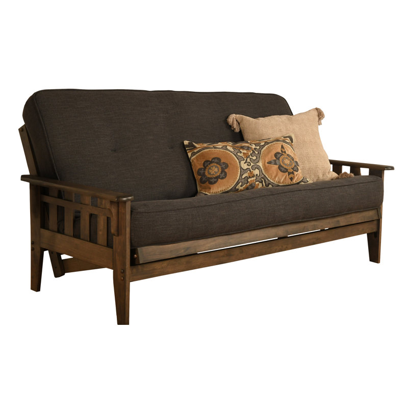 Stratford 81" Loose Back Futon Sleeper Sofa, Linen Charcoal, No