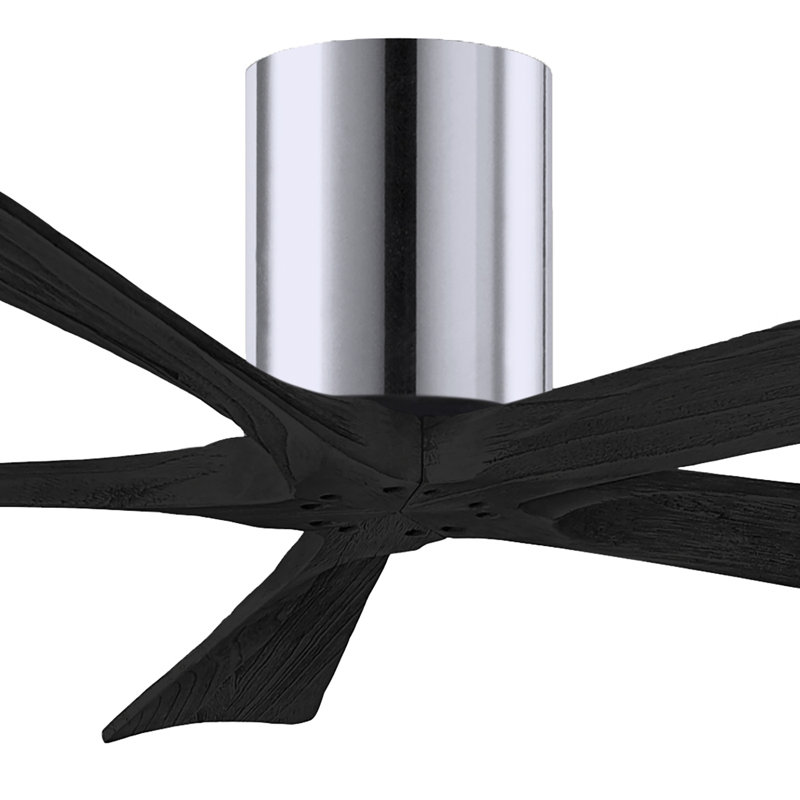 60" Irene 5-Blade Hugger Ceiling Fan with Wall Remote, Polished Chrome, Matte Black, 52"