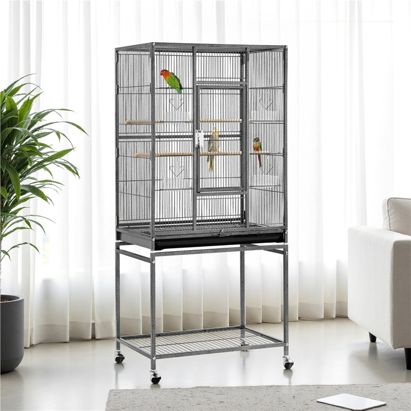Setzer 53.5'' Flat Top Breeder Bird Cage with Wheels, Black