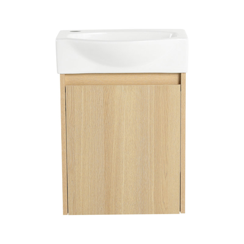 16 "Bathroom Vanity Sink Combo For Small Space, Oak