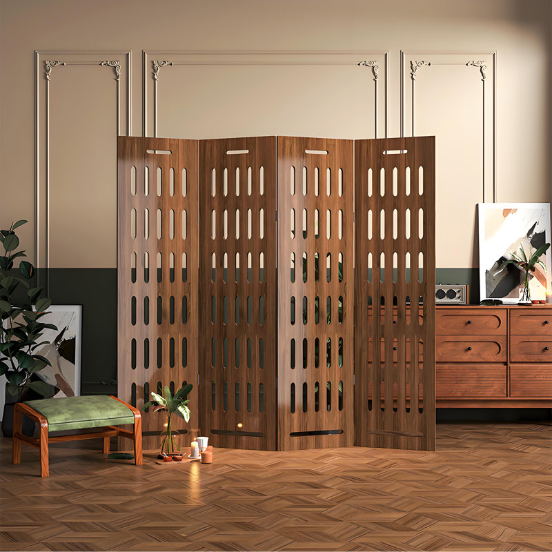 Paravent classique en bois pliant, H 74,8 po x l 78,74 po x P 1,57 po, Brun